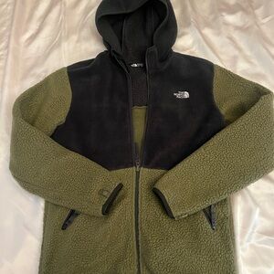 The North Face Black and Green Fleece Jacket